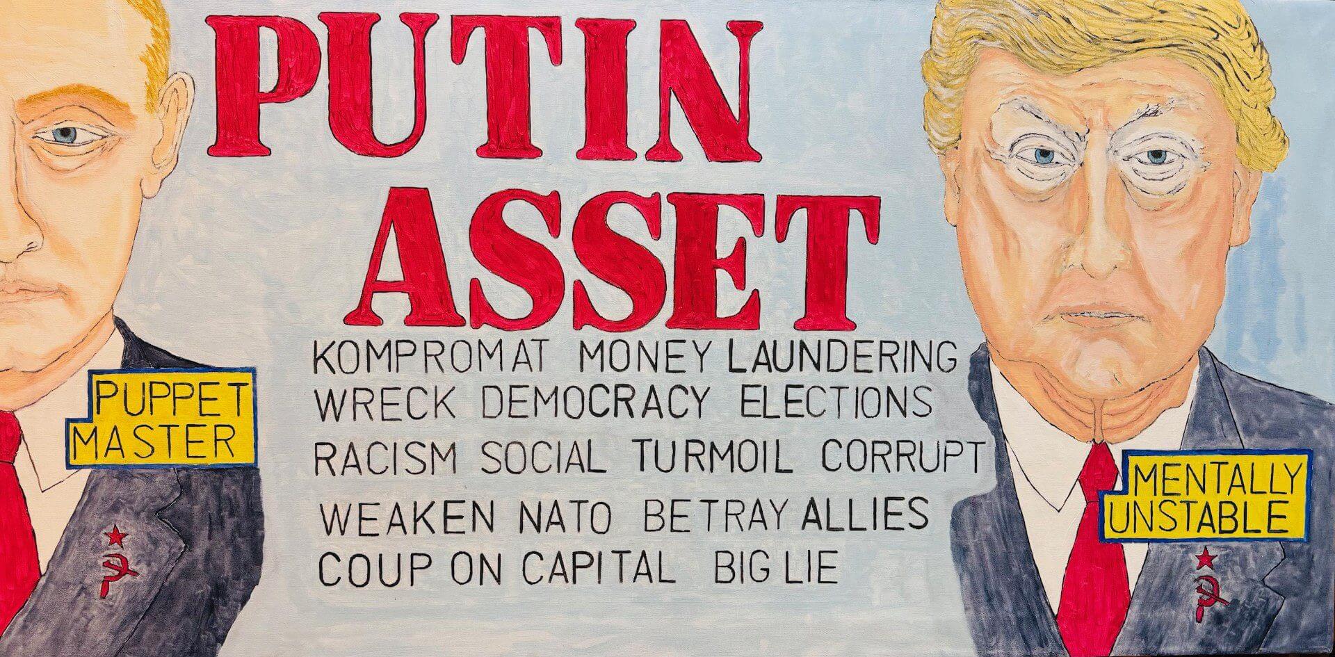 Political poster with bold red text highlighting issues like money laundering and racism.